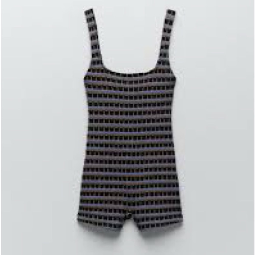 Zara Black and Gray Striped Dress